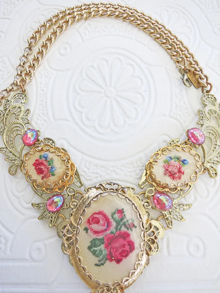 So Pretty Petit Point Filigree Collar/ Necklace