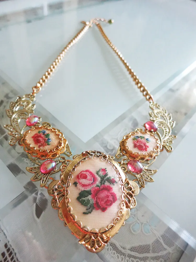 So Pretty Petit Point Filigree Collar/ Necklace