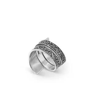 Sterling Silver Wide Band Filigree Ring