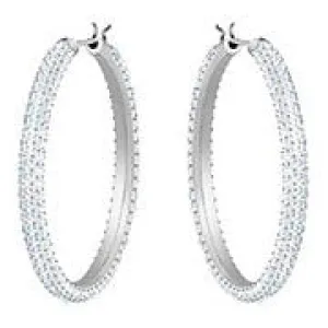 Stone Hoop Rhodium Hoops Earrings