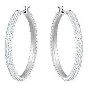 Stone Hoop Rhodium Hoops Earrings