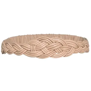 Stretch Braided Leather Belt - Beige