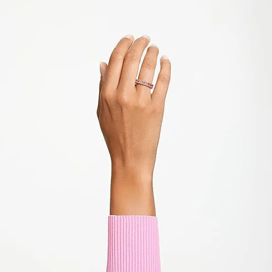 Swarovski Women's Baguette Cut Pink Crystal Rose Gold-tone Finish Size 7 Matrix Ring - 5648288
