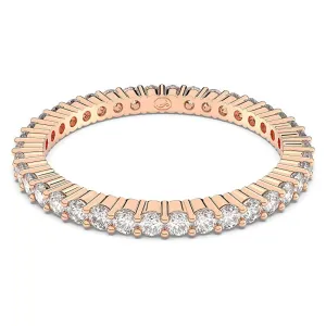 Swarovski Women's Round Cut Clear Crystal Rose Gold-Tone Finish Size 6 Vittore Ring - 5656302