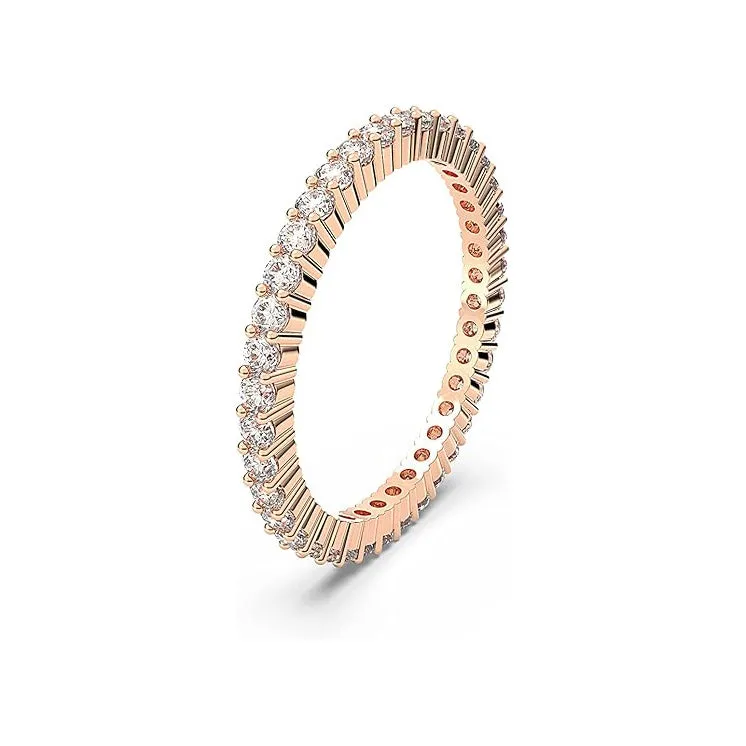 Swarovski Women's Round Cut Clear Crystal Rose Gold-Tone Finish Size 6 Vittore Ring - 5656302