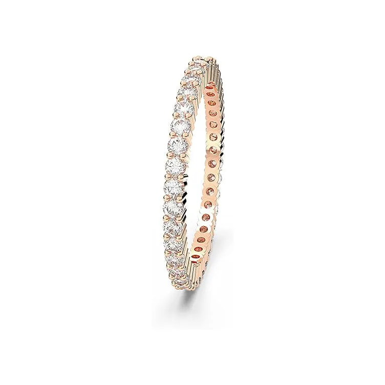 Swarovski Women's Round Cut Clear Crystal Rose Gold-Tone Finish Size 6 Vittore Ring - 5656302