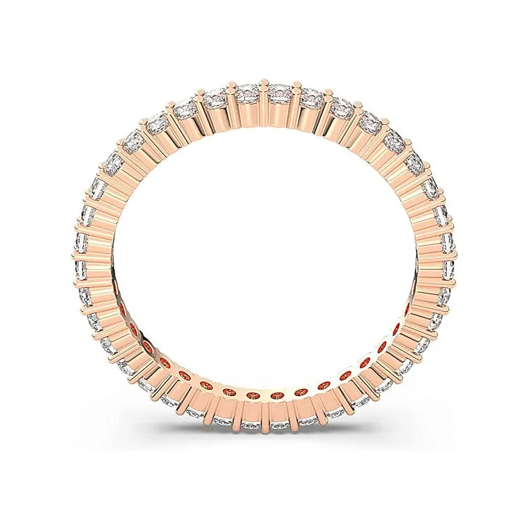 Swarovski Women's Round Cut Clear Crystal Rose Gold-Tone Finish Size 6 Vittore Ring - 5656302