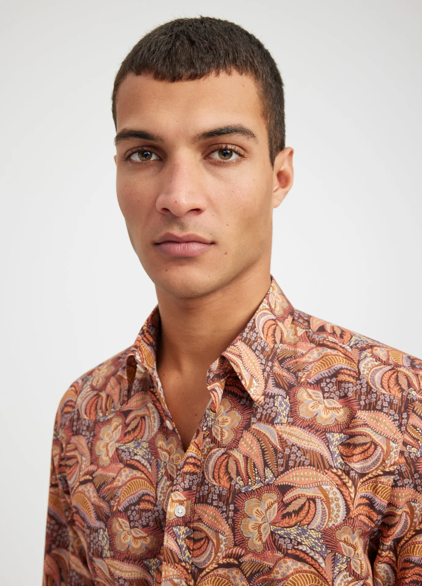 Tonal Foliage Print Shirt Rust