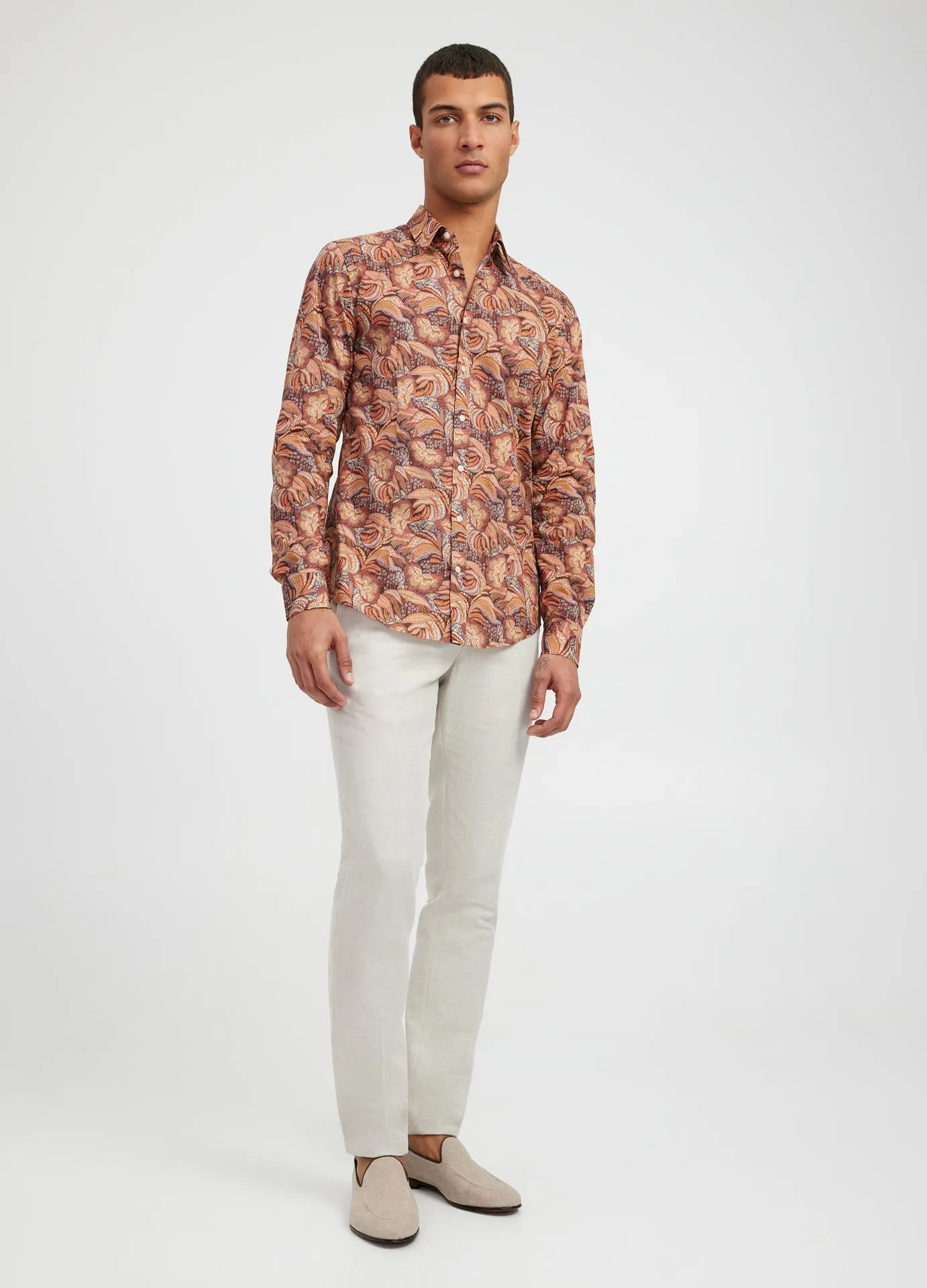 Tonal Foliage Print Shirt Rust