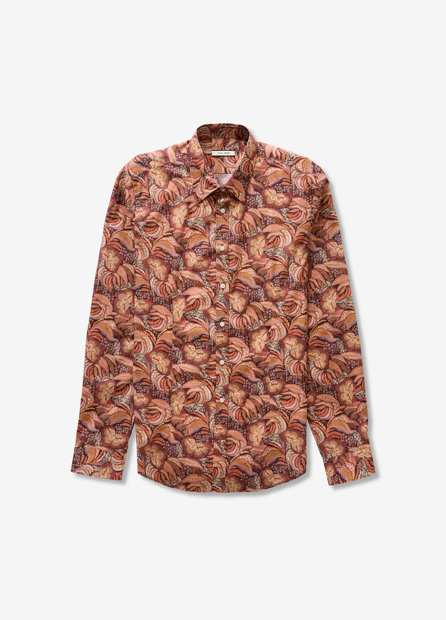 Tonal Foliage Print Shirt Rust