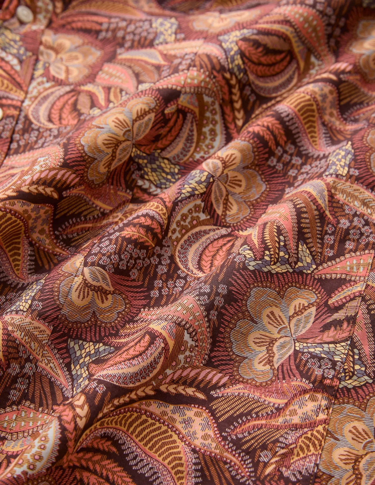 Tonal Foliage Print Shirt Rust