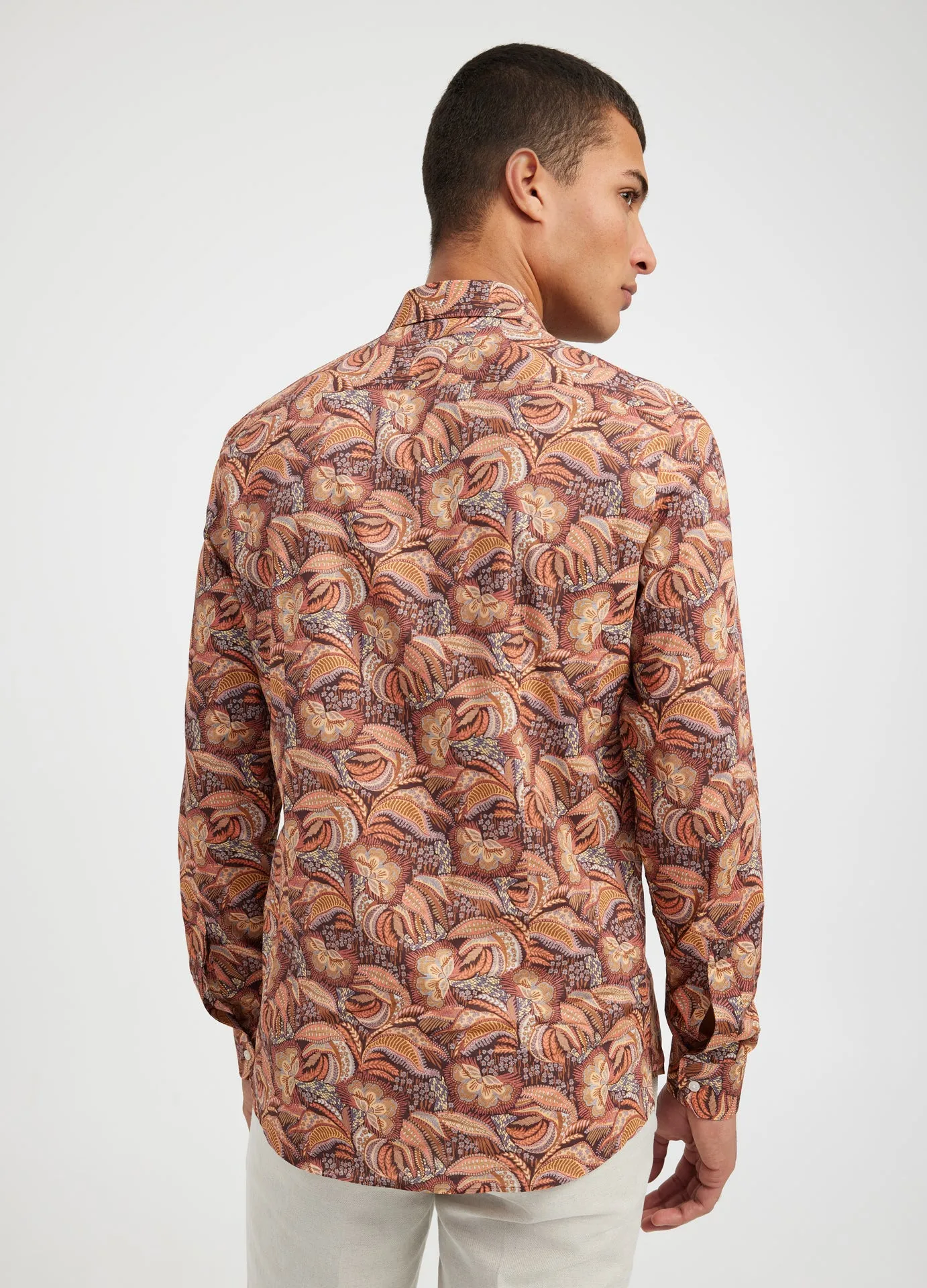 Tonal Foliage Print Shirt Rust