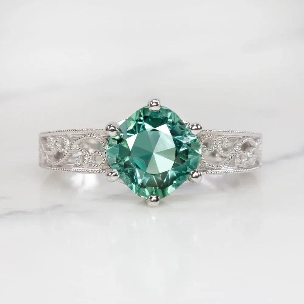 VINTAGE STYLE ENGAGEMENT ROUND SEMI-MOUNT SOLITAIRE COCKTAIL RING ART NOUVEAU