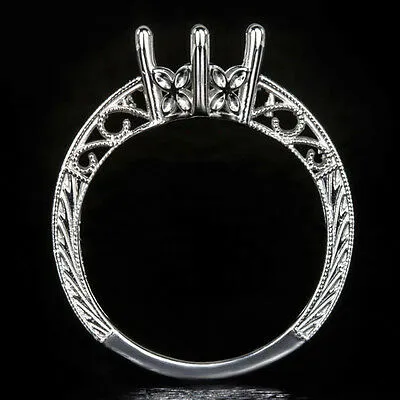 VINTAGE STYLE ENGAGEMENT ROUND SEMI-MOUNT SOLITAIRE COCKTAIL RING ART NOUVEAU