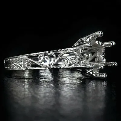 VINTAGE STYLE ENGAGEMENT ROUND SEMI-MOUNT SOLITAIRE COCKTAIL RING ART NOUVEAU