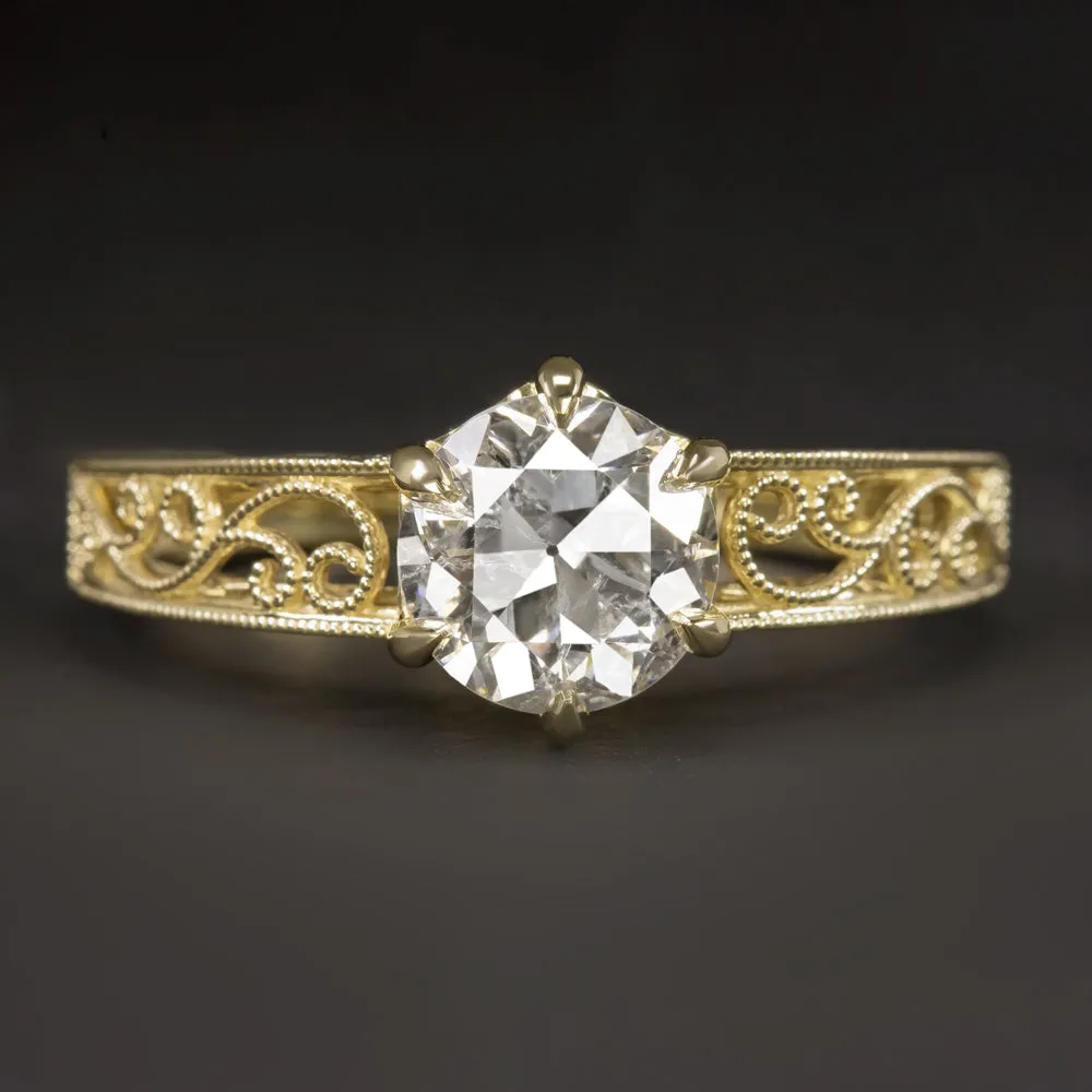 VINTAGE STYLE ENGAGEMENT ROUND SEMI-MOUNT SOLITAIRE COCKTAIL RING ART NOUVEAU