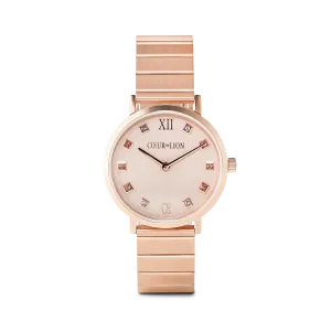 Watch Round Rose Gold Matt Monochrome Stainless Steel Rose Gold