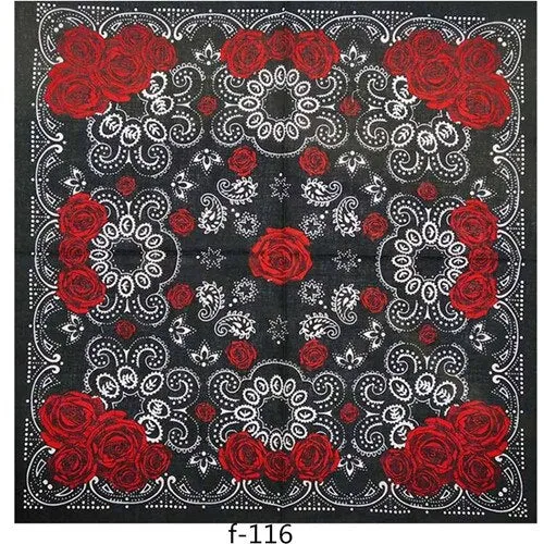 Wenkouban 100% Cotton Purple Rose Punk Hip Hop Headwear Kerchief Bandanas Foulard Neckerchief Square Scarf For Women/Men/Boys/Girls