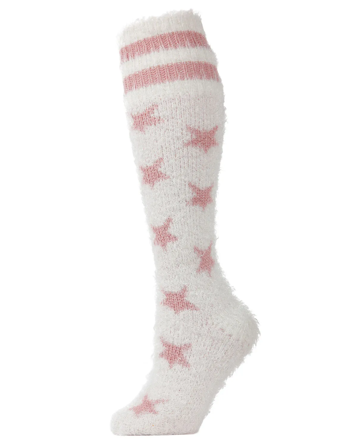 Women's Stars and Stripes Fuzzy Plush Knee High Socks