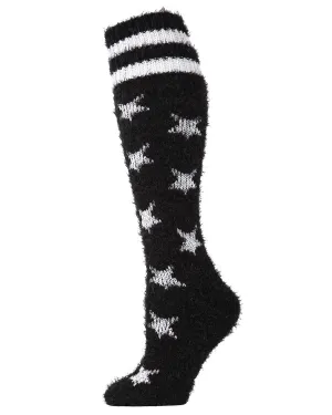 Women's Stars and Stripes Fuzzy Plush Knee High Socks