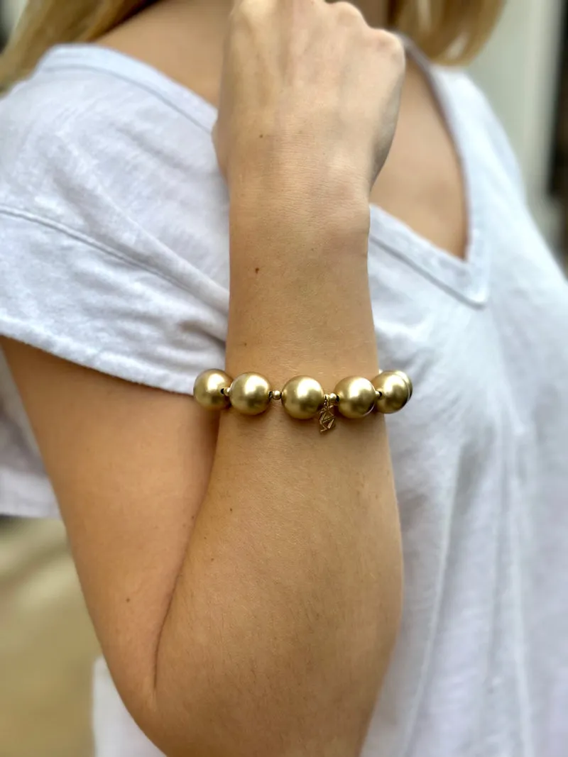 Zenzii Chunky Matte Stretch Bracelet - Gold