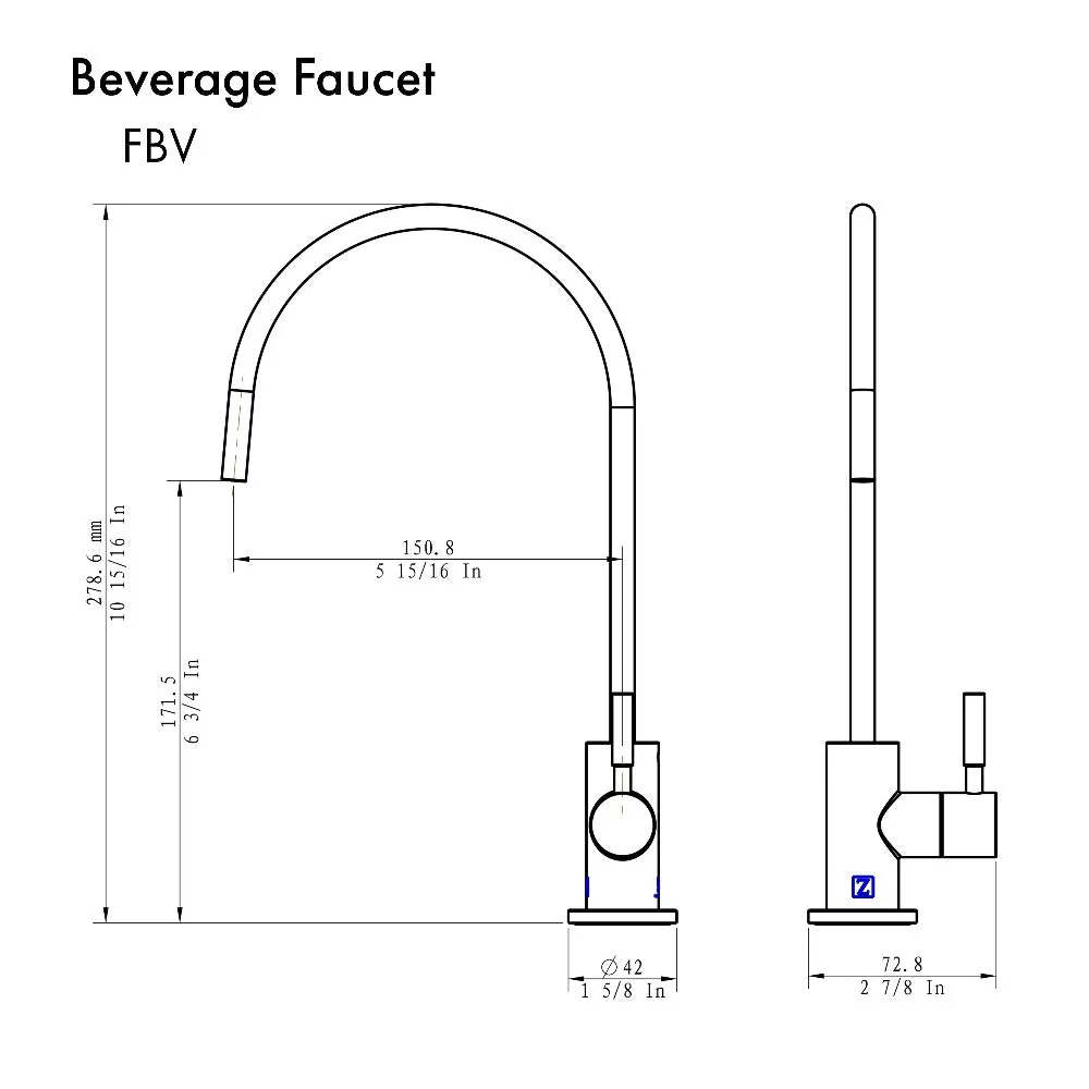 ZLINE Single Handle Drink Faucet in Brushed Nickel (FBV-BN)